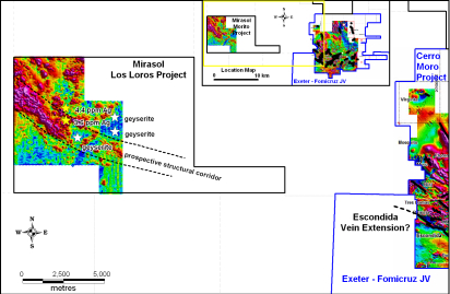Figure 3: Ground Magnetic Image and Interpretation Los Loros